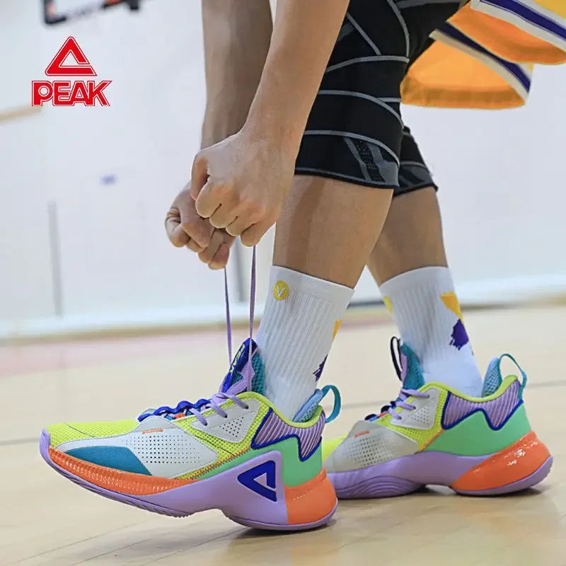 PEAK Basketball Shoes for Men [The Shining] Breathable Cushioning Anti-Slip Outfield Practical Sports Shoes for Men